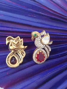 Amaira Jewels Peacock Design 22K Gold Plated Luxury <b>Stud</b> <b>Earrings</b> Crystal Rhinestones Women Vintage Party Gift Jewelry Rajasthan - Product Image 3