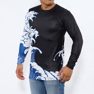 Rohzen Sports OEM High Quality Long Sleeve Rash Guard UPF50+ Swimming Wear Adults Spandex/Polyester <b>Compression</b> Fabric Custom - Product Image 2