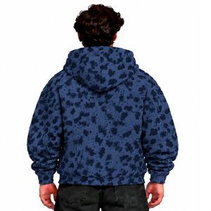 Navy Blue <b>Leopard</b> <b>Print</b> <b>Hoodie</b> Heavyweight Pullover Sweatshirt Oversized Fit Drawstring Hood Kangaroo Pocket Casual Streetwear - Product Image 2
