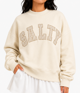 Sudadera de cuello alto oversize para mujer, con letras personalizadas, de jersey lavado liso, fabricante mayorista - Product Image 5