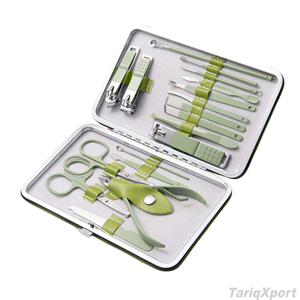 Kit de manucure de luxe durable avec logo personnalisé, 18 pièces en acier inoxydable, ciseaux à cuticules, ciseaux à sourcils, coupe-ongles, étui, pour adolescents et personnes âgées - Product Image 2