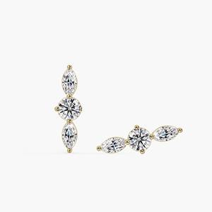 Pendientes de Barra con Diamantes Cultivados en Laboratorio, Corte Marquesa, Oro de 14K Premium, 0.10CT, Engaste de Puntas, Estilo Helix, Regalo para Mujer, Boda - Product Image 3