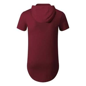 Hauts à capuche pour hommes, coupe droite, manches courtes, style décontracté, avec logo personnalisé brodé, en polyester/coton, couleur unie, automne - Product Image 3