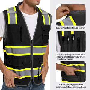 Safety Vest High Visibility Reflective Waistcoat For Airport Ground Staff Railway <b>Workers</b> Site Supervisor Safety Protection - Product Image 5