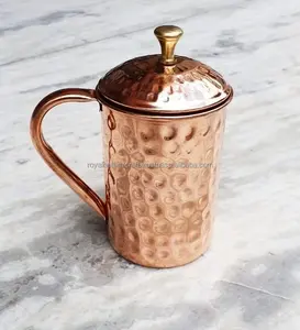 Ensemble de 4 mugs en cuivre massif pour Moscow Mule, fabriqués à la main, surface lisse et droite, poignées à rivets pour une construction robuste et durable - Product Image 3