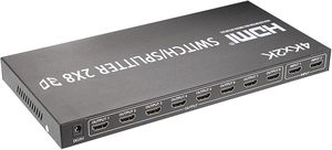 SYONG Répartiteur <span class=keywords><strong>HDMI</strong></span> 2x8 Full HD 4K 3D <span class=keywords><strong>Commutateur</strong></span> Vidéo <span class=keywords><strong>HDMI</strong></span> 2x8 Diviseur <span class=keywords><strong>2</strong></span> entrées 8 sorties Double Affichage pour <span class=keywords><strong>PC</strong></span> vers TV HD Moniteur Projecteur - Product Image 2