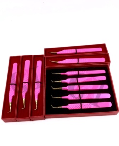 Pince à épiler de précision GETUP BROSONS IMPEX professionnelle en acier inoxydable, pointe nano en fibre, revêtement poudré rose foncé, durable - Product Image 6