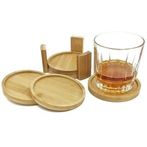 Ensemble de sous-verres ronds en bambou avec support en bois, sous-verres naturels écologiques, protection de table, décoration pour la maison et la cuisine - Product Image 3