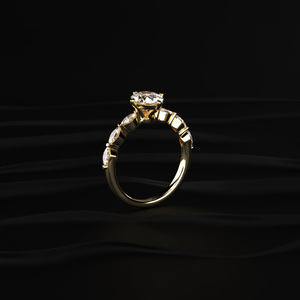Elegante Anillo de Compromiso con Moissanita Ovalada de 2.15CT, Banda Marquise en Oro Amarillo, Joyería de Boda Hecha a Mano para Distribuidores de Joyería en Todo el Mundo - Product Image 4