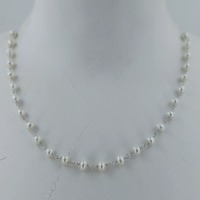 Collier à maillons perlés en perles d'eau douce, argent sterling 925, fait main, style bohème, cadeau d'anniversaire de mariage pour elle, 8 grammes