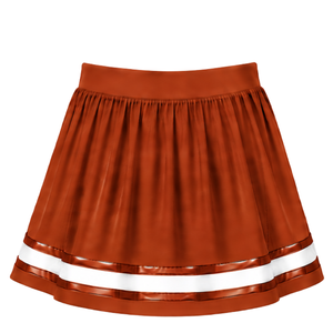 Custom Tan Brown Cheerleading <b>Skirt</b> Pleated Athletic Uniform <b>Skirt</b> With Striped Trim Team Performance Wear Custom Sports Apparel - Product Image 2