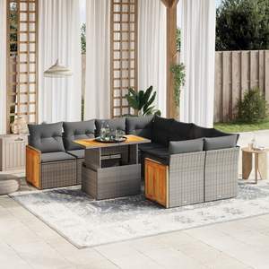 Grey Garden <b>Sofa</b> <b>Set</b> Outdoor PE Rattan Cushioned Contemporary Design Waterproof Furniture - Product Image 1