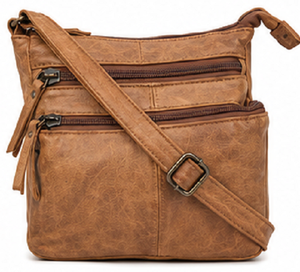 Vintage Genuine Leather Fashion Crossbody <b>Shoulder</b> Bag for Women Daily Life Multi-Pocket Sling Purse with Adjustable <b>Strap</b> - Product Image 1