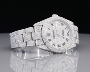 Reloj analógico de edición limitada resistente al agua de acero inoxidable VVS Clarity Moissanite Diamond Studded Iced Glass para negocios de moda - Product Image 2