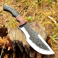 Ensemble de couteaux de survie en acier au carbone pour l'extérieur avec manche en bois et étui en cuir, bord lisse, design durable