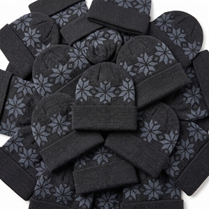 Bonnet tricoté paysage montagneux bleu marine avec revers, motif crête, chaud pour l'hiver, fournisseur direct d'usine, vente en gros, personnalisable - Product Image 5