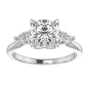 <b>Solitaire</b> Cushion Cut Moissanite Geometric Prong Setting <b>Ring</b> 925 Sterling <b>Silver</b> White Gold Plated Luxury Classic Engagement - Product Image 1