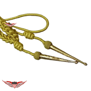 สายสะพายไหล่ประดับตราสัญลักษณ์สีทองแบบถักสำหรับขบวนพาเหรด สายสะพายไหล่สำหรับพิธีการ สายคล้องคอสำหรับเจ้าหน้าที่ ปลายสายประดับตราสัญลักษณ์สีทองเมทัลลิก - Product Image 3