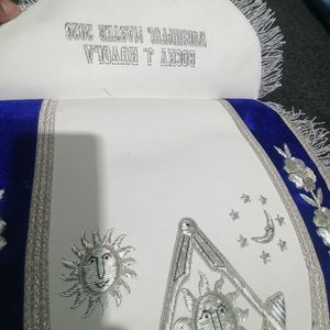 <b>Masonic</b> Grand Lodge Master Mason Apron With Blue backing Hand Made Apron With Silver Bullion OEM Design Mason Apron - Product Image 2