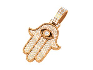 Colgante de Moissanita Personalizado con Diseño de Hamsa, Amuleto Protector, Amuleto de Ojo, Colgante de Mano de Fátima, Colgante de Plata 925, Colgante de Buena Suerte para Regalos - Product Image 2