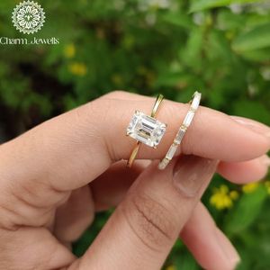 Charm Jewells <b>Cushion</b> Cut Moissanite IGI Certified Engagement Ring 18K Gold Filled Prong Setting Women's Classic Wedding Band 3g - Product Image 4