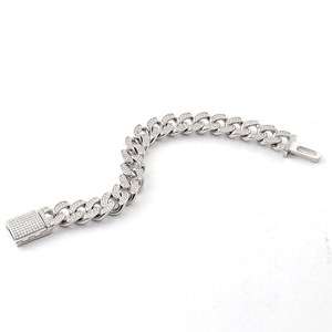 Luxury Hip Hop Cuban Link <b>Bracelet</b> Sparkling Stone <b>Bracelet</b> for Unisex Jewelry From Indian Supplier - Product Image 2