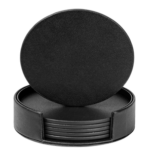Drink Coasters Set of 6 Leather Coasters Spill Protection for Table <b>Desk</b> Leather Coaster With Holder - Product Image 1