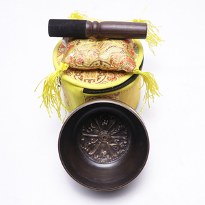 Juego de Cuencos Tibetanos de Latón Negro Hechos a Mano de 9.5 cm para Terapia de Sonido y Meditación, Incluye - Product Image 3