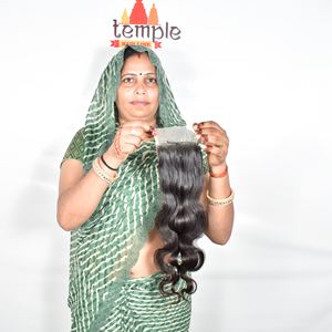 Unprocessed 4*4 Closure Manufactures 100% Indian Cuticle Aligned Weaving Temple Processing None <b>Human</b> <b>Hair</b> <b>Extensions</b> - Product Image 1