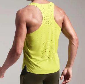 Men's Neon <b>Yellow</b> Breathable Knitted <b>Tank</b> <b>Top</b> O-Neck Dot Pattern Sporty Sleeveless Muscle Fit - Product Image 4