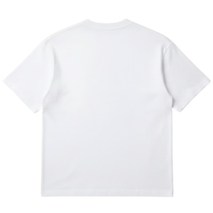 T-shirt blanc à manches courtes pour homme, logo minimaliste sur la poitrine, col rond en coton, style décontracté pour tous les jours, style streetwear, vente en gros, usine OEM - Product Image 2