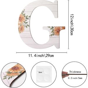 Grandes lettres murales en bois rustiques de 12 pouces, motif tournesol, pour la décoration intérieure, enseignes murales en bois, produit de décoration murale - Product Image 2