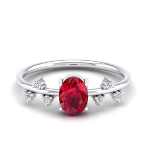 แหวนหมั้นเพชรโมอิสซาไนต์ทองคำแท้ 14K ทรงรี 0.75 กะรัต ประดับทับทิม ของขวัญแต่งงานสำหรับผู้หญิง REYES ขายดี - Product Image 5