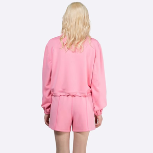 Ensemble décontracté pour femme : survêtement en maille avec pull à col zippé et manches longues, et short de détente – Ensemble deux pièces - Product Image 2