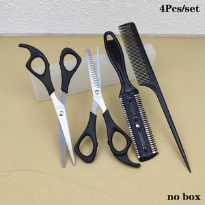 Ciseaux de coupe de cheveux professionnels de haute qualité avec ensemble de peignes, outils de coiffure multifonctionnels noirs pour usage domestique - Product Image 4