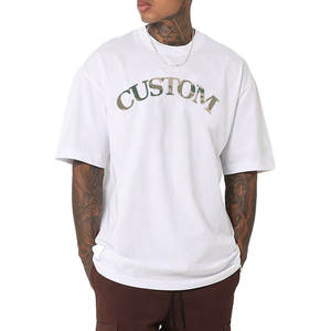 Plus Size Casual Digital Print Logo Streetwear Blank Solid Short Sleeve T-<b>Shirt</b> 180 GSM Heavyweight Plain Dyed 100% Cotton - Product Image 2
