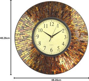 Reloj de Pared Decorativo de Metal con Mosaico Dorado de Lujo para Sala de Estar, Dormitorio u Oficina - Product Image 3