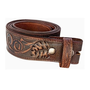 เข็มขัดหนังแท้ลายแกะสลักสไตล์ตะวันตกแบบกว้างพิเศษ  ลายดอกไม้  สำหรับทั้งชายและหญิง - Product Image 2