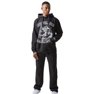 Custom Logo Training Jogging Streetwear Tracksuits Solid Color Casual Heavyweight <b>Oversized</b> Men's <b>Sweatpants</b> and Hoodies Sets - Product Image 1