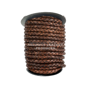 5mm Vintage Bolo <b>Braided</b> Leather <b>Cord</b> Dark Brown Shine Round Leather Rope for DIY Macrame, Jewelry & Crafts - Product Image 5