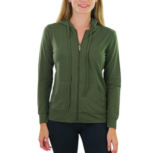 Sudadera con Capucha OEM para Mujer, Corte Holgado, Lisa, con Cierre Completo, Manga Larga, Algodón y Elastano, Transpirable, Informal, para Exteriores - Product Image 4