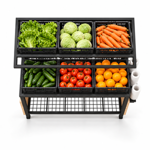 NEWTEK - Expositor Metálico Ajustable de 5 Niveles para Productos, con Estantes de Rejilla y Cestas para Comestibles - Product Image 2