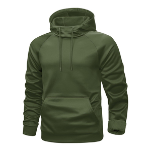 Sweat-shirt à capuche vert olive pour homme, manches raglan, coupe classique, vêtement décontracté d'automne, tissu tricoté respirant - Product Image 1