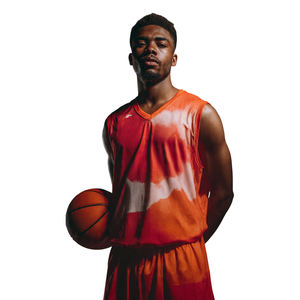 ชุดบาสเก็ตบอลชาย พิมพ์ลายแบบซับลิเมชั่นตามสั่ง ระบายอากาศได้ดี แห้งเร็ว ยืดได้สี่ทิศทาง โพลีเอสเตอร์ 100% เสื้อฟุตบอลแขนกุด - Product Image 5