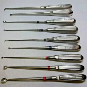 Cureta ósea PISSCO, instrumento quirúrgico, cureta ósea de doble punta, juego de curetas óseas quirúrgicas de 9 piezas - Product Image 1