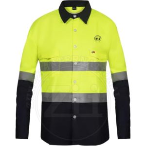 Chemise de sécurité réfléchissante haute visibilité en coton soudé à manches longues pour homme, coupe régulière, pour usage en usine et atelier, résistante à la chaleur NFPA 2112 FR - Product Image 6