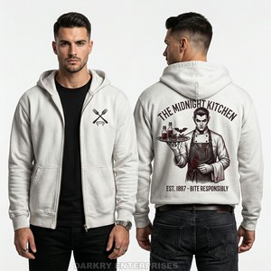 Custom Blue Stone Wash Zip Up Hoodie Men Heavyweight Fleece Streetwear <b>Jacket</b> Blueprint <b>Gothic</b> Castle Graphic Print Hooded Top - Product Image 6