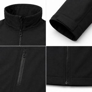 Veste Softshell Homme Respirante Coupe-Vent à Fermeture Éclair Intégrale Col Montant Poignets Ajustables pour Travail Extérieur – Fournisseur en Gros - Product Image 4