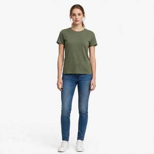 Camiseta de Cuello Redondo para Mujer, Color Sólido, 100% Algodón, Corte Regular, Manga Corta, Informal, de BD - Product Image 5