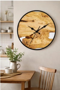 Horloge murale élégante en bois et métal pour salon et chambre à coucher, rehausse l'aspect intérieur naturel et contemporain, provenant d'Inde. - Product Image 6